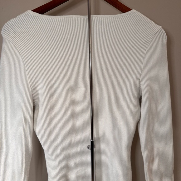 NEW! Abercrombie & Fitch Bodysuit Long-Sleeve Square neck Ribbed Cream Size M - Picture 7 of 7